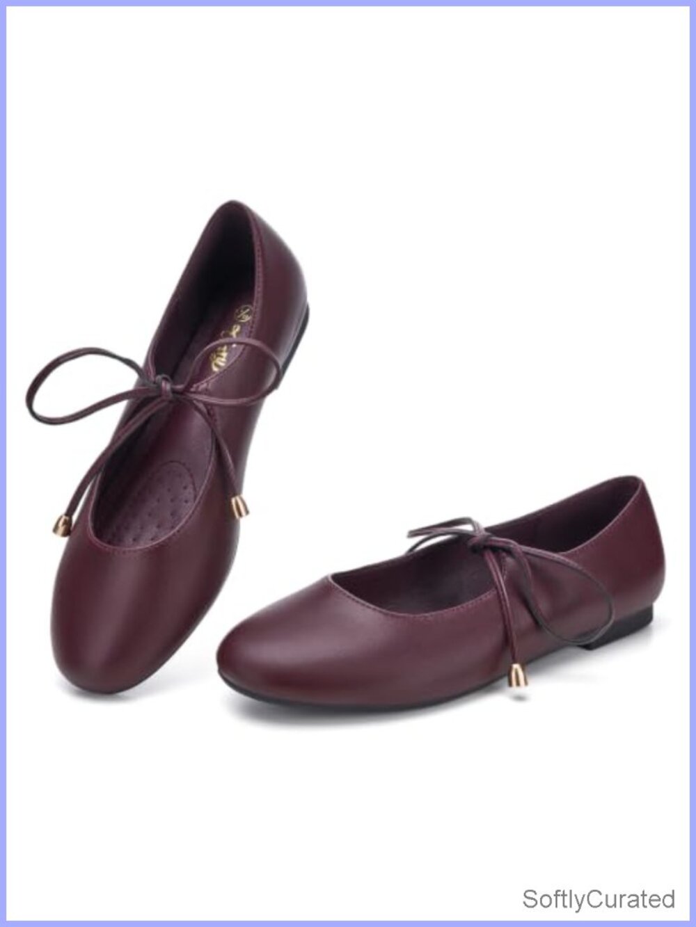 Womens Mary Jane Flats Lace Up Ballet Round Toe PU Dress Shoes